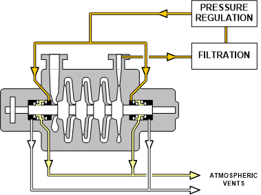 Schematic of gas seal vented to atmosphere